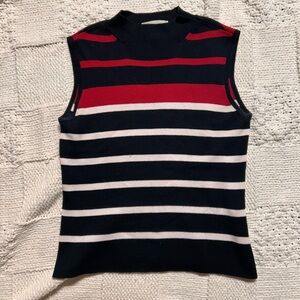 Vintage Casual Corner Annex Striped Sweater Tank Mock Turtleneck